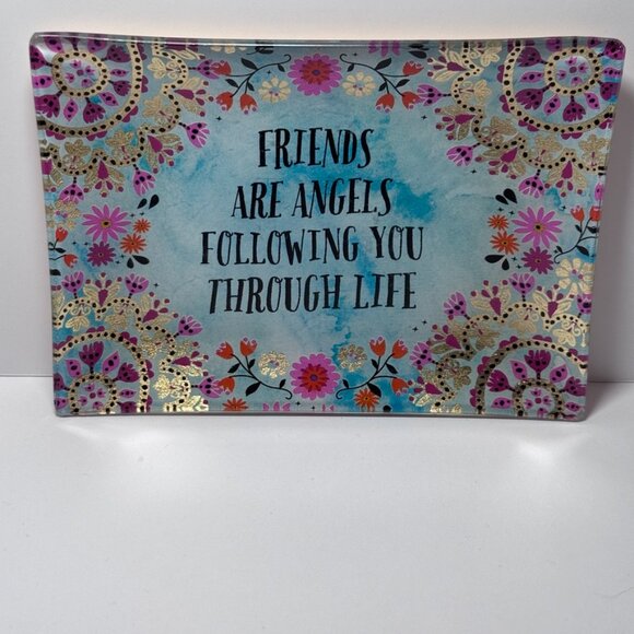 Natural Life Trinket Dish "Friends are Angels Following You Through Life" - Picture 1 of 8